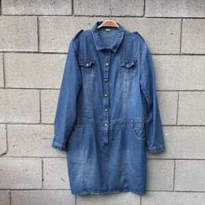 Classic Blue Denim Button-Up Dress